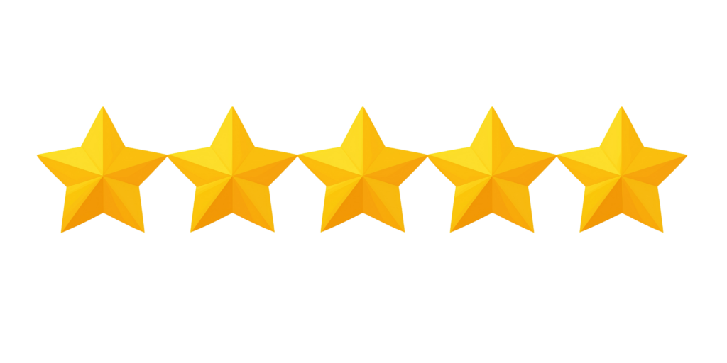 Five bold yellow stars are lined up neatly across a clean white background, standing out like a perfectly cleared driveway—a five-star rating for top-tier snow removal service. - Snow Removal New York